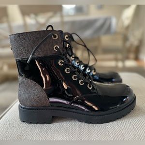 Michael Kors Alistair Patent Combat Booties